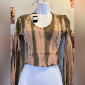 Fashion Nova Pink and Green Crop Top